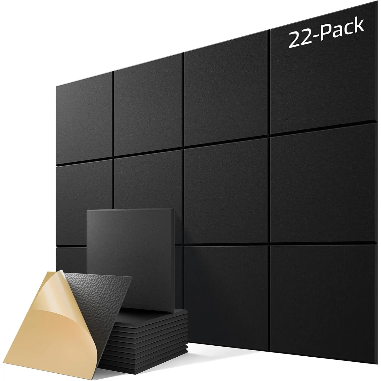 

Self-Adhesive Acoustic Panels 12-Pack, 12x12x0.4" High-Density Soundproofing Foam for Walls, Reduce Echo & Noise in Home Office