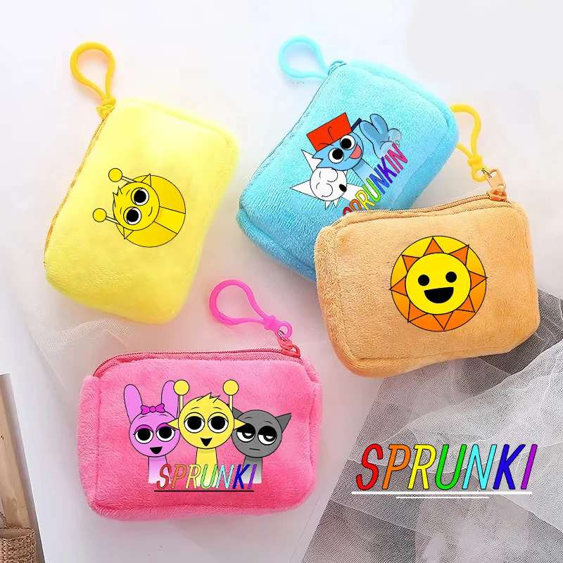 Sprunki Cartoon Plush Coin Purse Anime Printed Wallet Girls and Boys Cute Mini Money Bag Handbag Accessories Child Birthday Gift