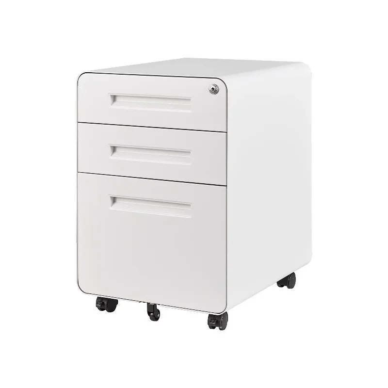 Mobile Pedestal 3 Drawer Rounded Edge File Cabinet Archive Cabinet for Home Office Use