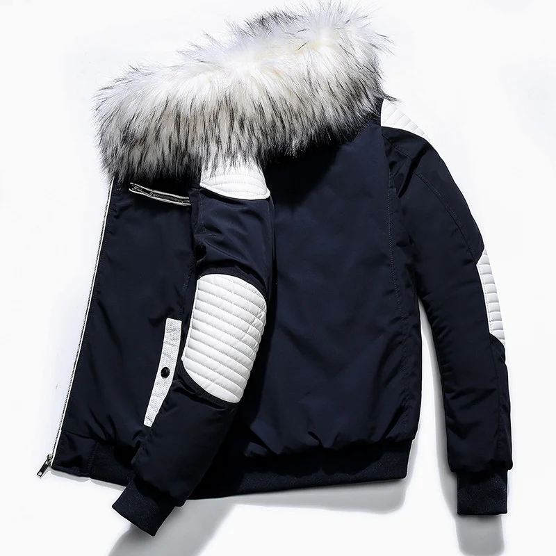 Autumn Winter Jacket Men Fur Hooded Multi-pocket Parkas s Warm Thick Puffer Clothing Coats for Outwear Casual