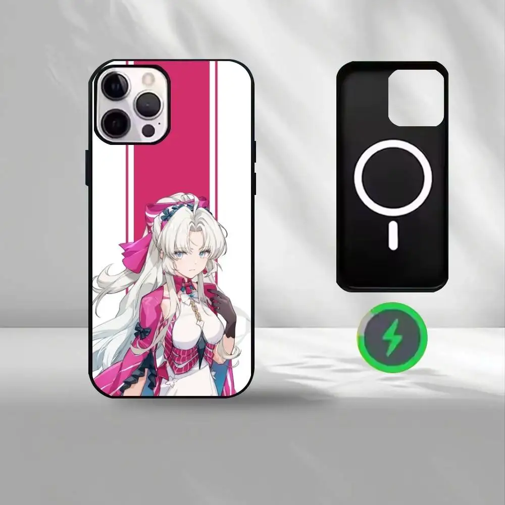 Casing Ponsel Wuthering Waves Carlotta Untuk iPhone17,16,15,14,13,12,11 Plus, Casing pelindung pengisian daya nirkabel, soft cover