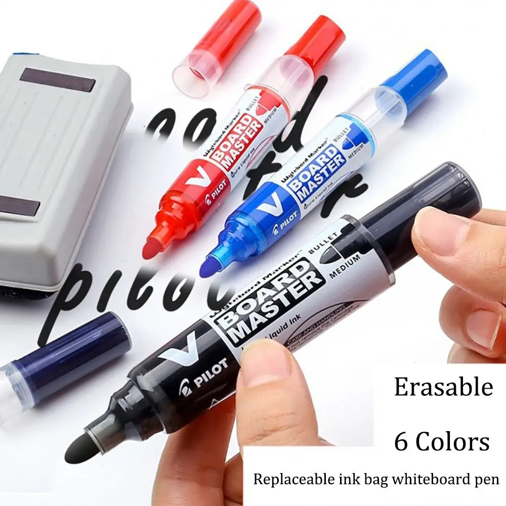 Piloto Whiteboard Erasable Caneta Marcadora, Bala Média, Grande Capacidade, Recarregável, Tinta Líquida, Suprimentos de Pintura do Professor, 2,3mm