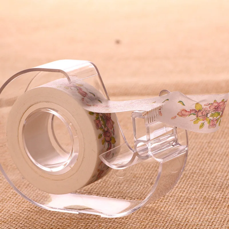 Hand Use Desktop Tape Dispenser Transparent Plastic Lightweight and Portable Refillable Dispenser for Within 16mm Wide Tape