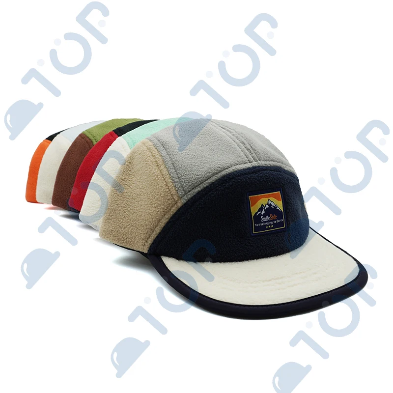 Thick Flat Brim Baseball Cap Splicing Color Camping Caps Warm Winter 5 Panels Adjustable Hat Hats For Men Woman Outdoor Hiking
