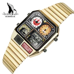 HUMPBUCK Watch for Men Elegant Waterproof Dual Time Watch with Stopwatch Temperature Display and LED Light