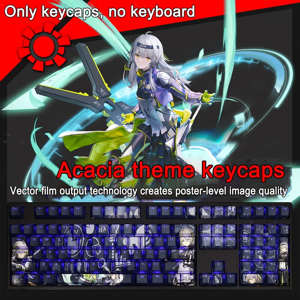Snowbreak: Containment Zone Keycaps PBT DIY Game Cherry Backlit Keycaps Anime MX Key Caps For ANSI 61 87 108 Layout 108 Keys