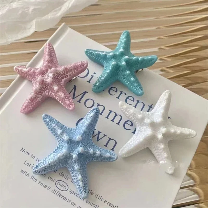 Horquilla de estrella de mar azul para verano, playa, vacaciones, Clip para el cabello, flequillo dulce a la moda, accesorios para el cabello para niñas y mujeres