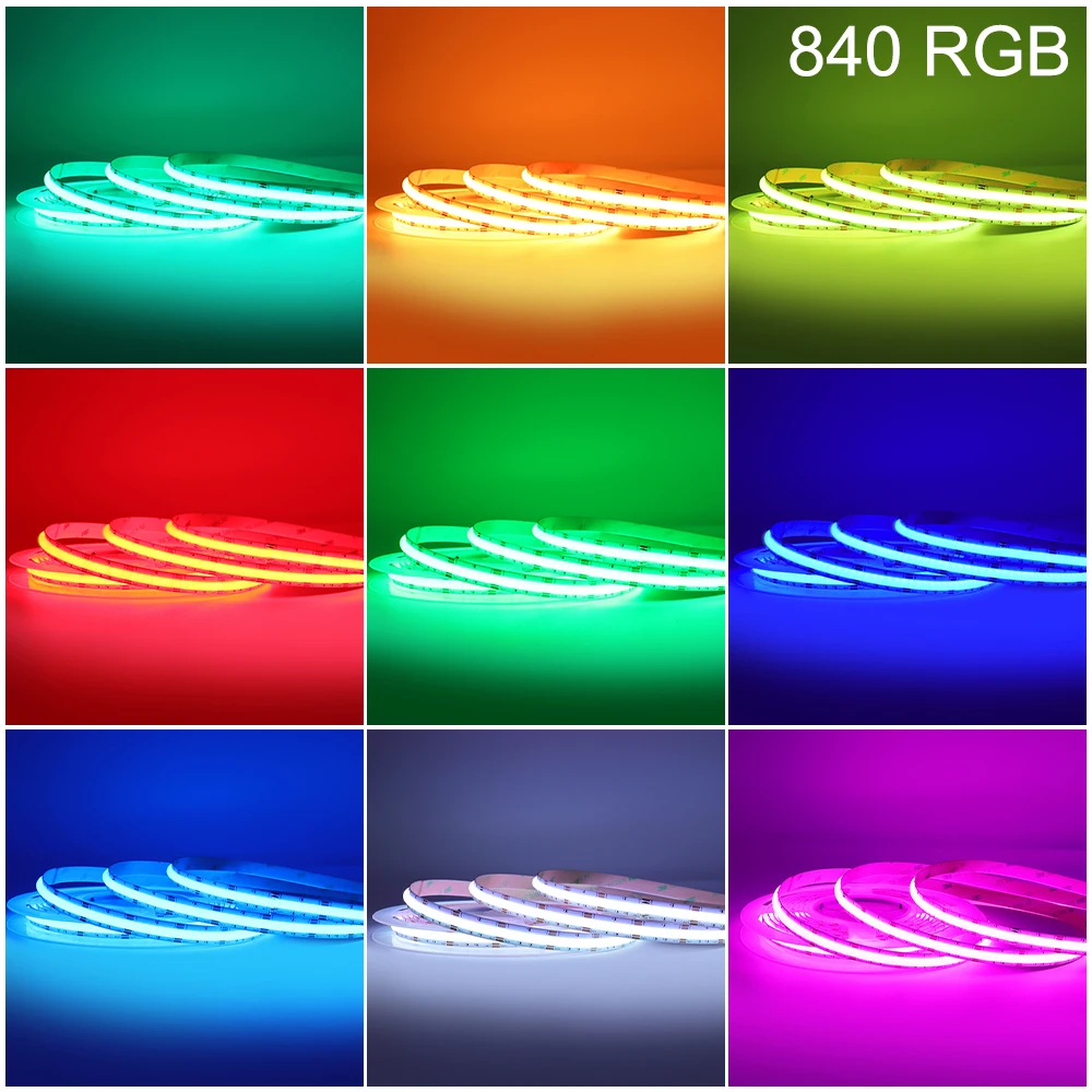 Imagem -02 - Rgb Led Strip Lights para Decoração de Quarto Infantil Fita Led tv Backlight Lâmpada de Fita Cob Rgbw Rgbcct Cob 12v 24v