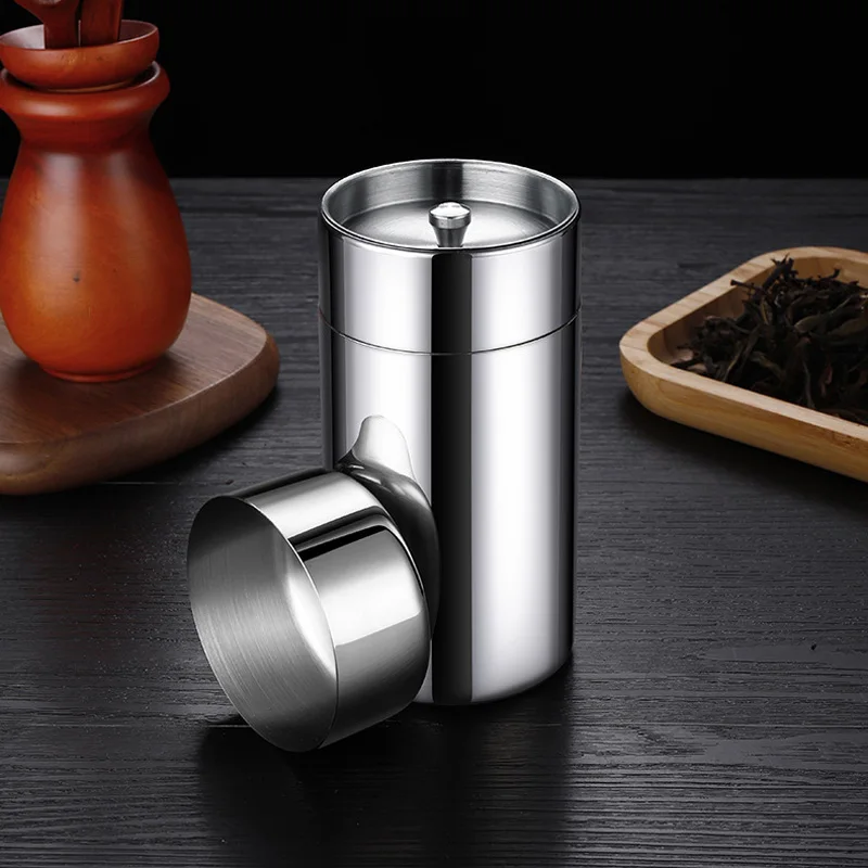 10Pcs/Lot 304 Stainless Steel Tea Caddy Portable Small Sealed Tank Storage Box Household Metal Tea Storage Tank LX4771