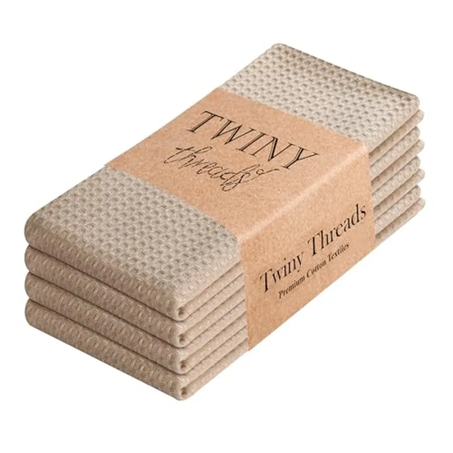 

Waffle Kitchen Towel Pack of 4, 16x26 Inch, Premium 100% Cotton Kitchen Linen Set, Absorbent Dish Cloths for Cleaning and Dryin