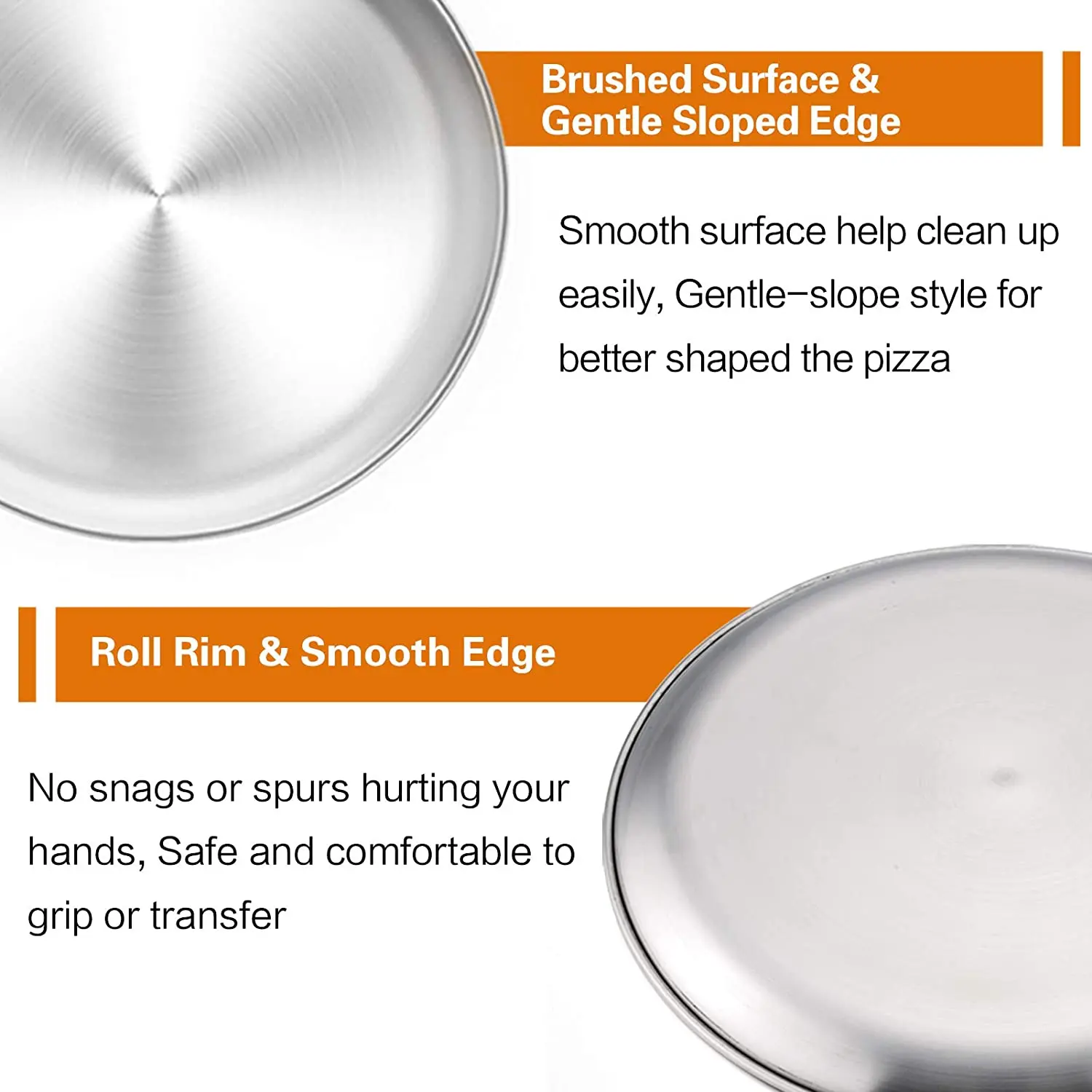 8inch & 10inch & 12inch, 3 Pcs Pizza Pan Set Stainless Steel Pizza Pan Round Pizza Oven Pans Tray for Baking Serving