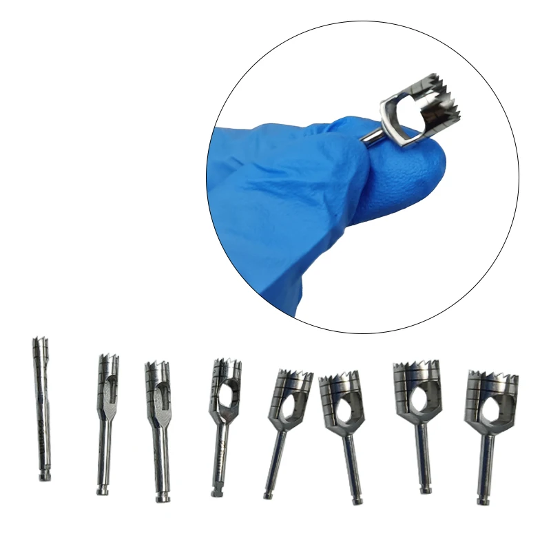 8Pcs/box Dental Implant Trephine Bur Drill Tissue Punch Stainless Steel Planting Tools Surgical for Low Speed Machine