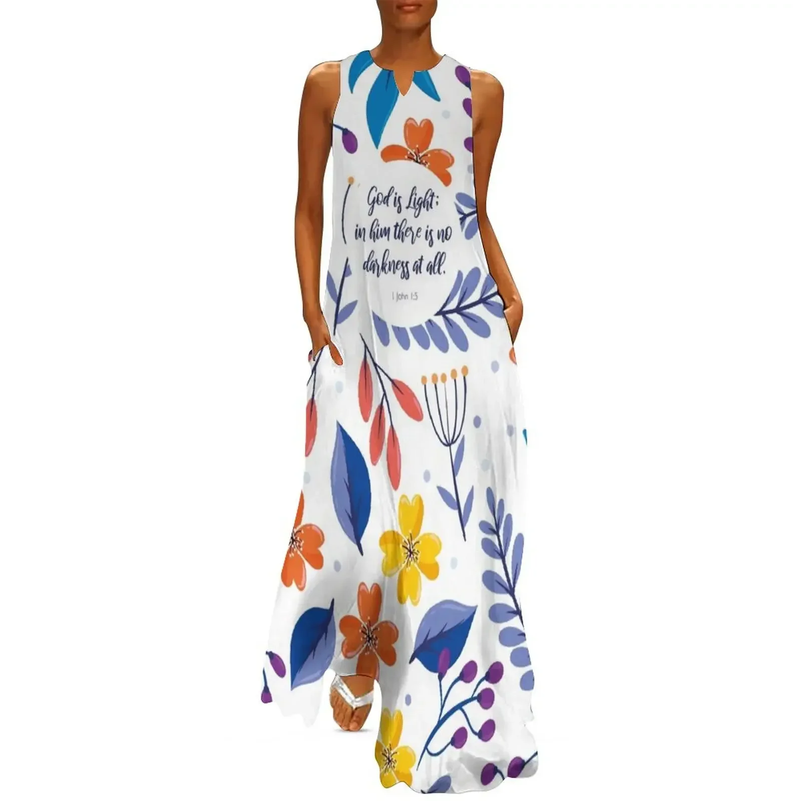 

God is Light, 1 John 1:5, Scripture Quote Long Dress Aesthetic clothing Beachwear dresses korean style Dress