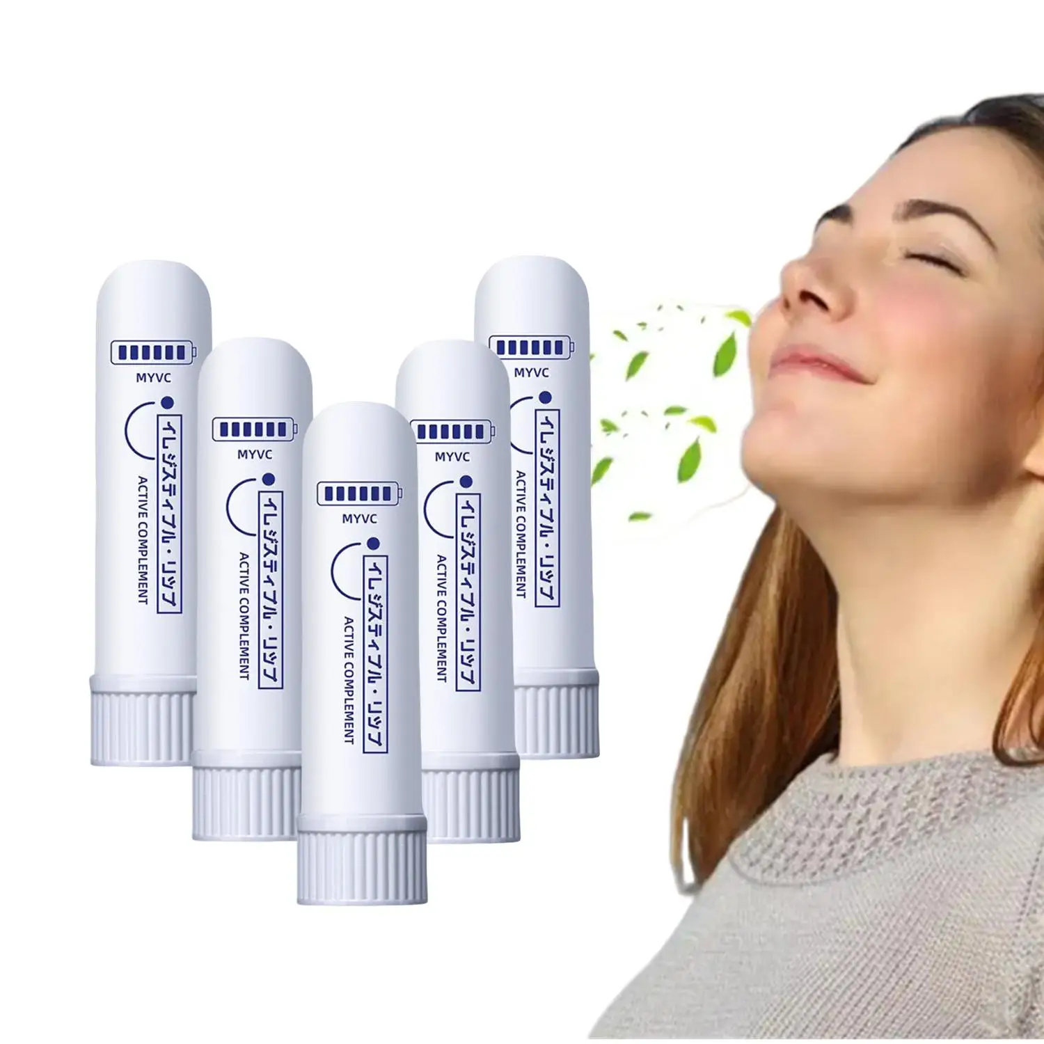 5Pcs Nasal Inhaler Aromatherapy Nasal Inhaler Energy Stick Boost Focus Improve Breathing Nose Congestion Relief Portable Cooling