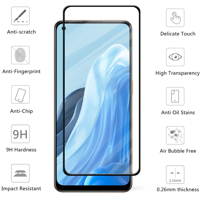 4-in-1 For OPPO Reno 7 Glass For Reno 7 Tempered Glass 9H Full Glue Cover Film Screen Protector For OPPO Reno7 Reno 7 Lens Film image 2