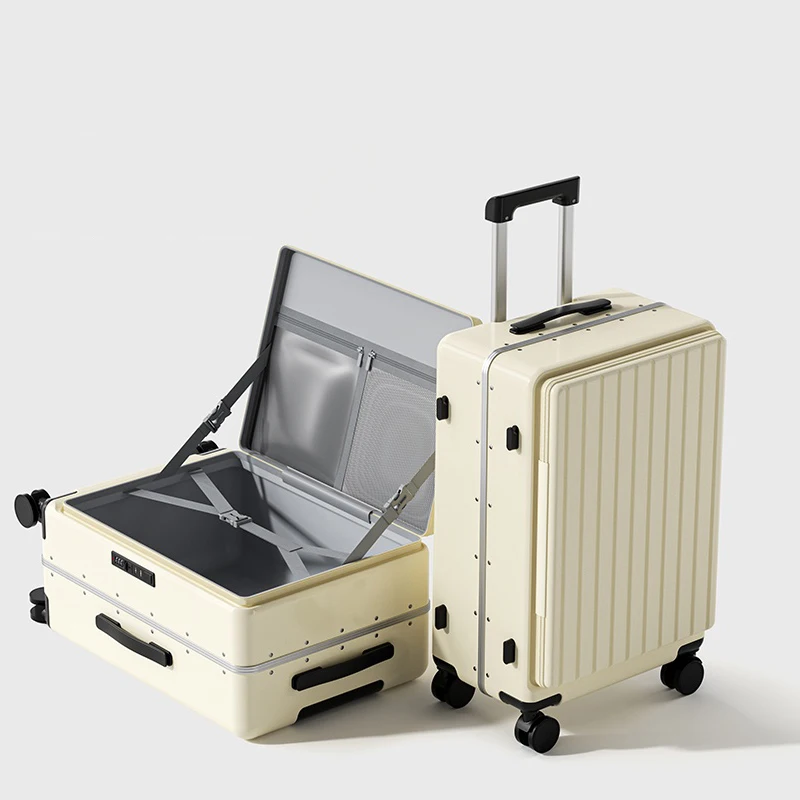 

Side Opening Luggage 2025 New Model Aluminum Frame Large Capacity 20-inch Carry-on Suitcase Front Opening Travel Trolley Case