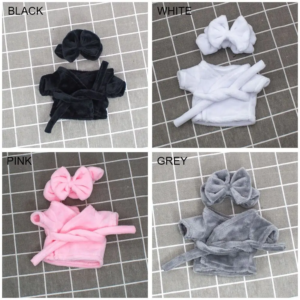 1 Set New 10cm Cute Cotton Doll Velvet Pajamas Clothes with Headband for 1/12 BJD Doll Sleep Clothes Bathrobe Accessories