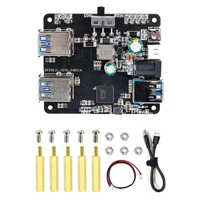 AT82-USB Hub 3.0 Multi USB Splitter 4 USB Port With Micro-Charge Power 9-24V Power For Raspberry Pi 5/4B Jetson Ros Robotic