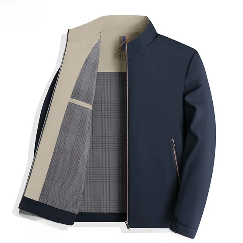 

Loose Fit Busin Casual Spring Autumn Jaet Men's Stand Collar Dad Clothes Outerwear Pure Color TUCANO Woodpeer irt