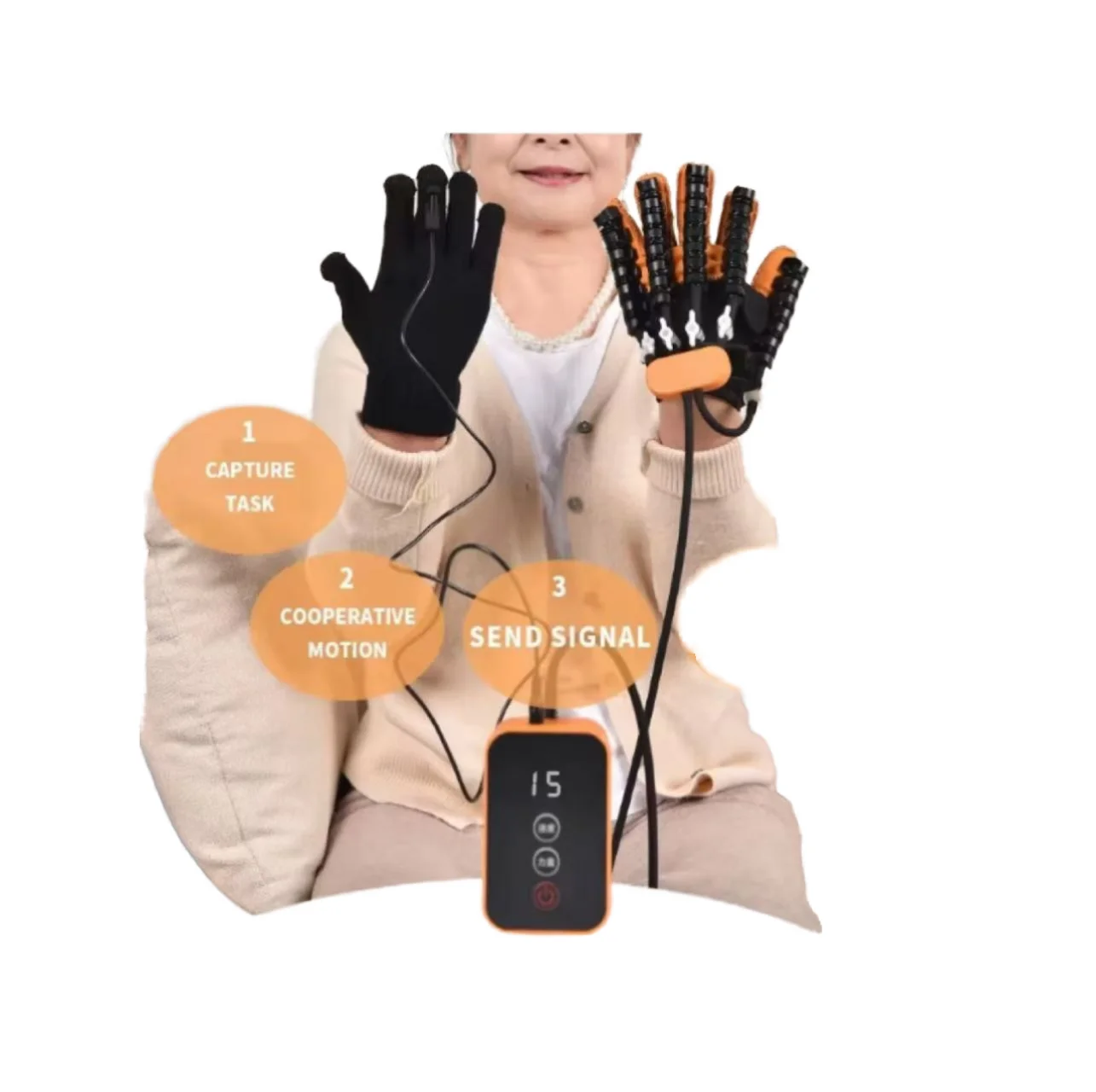 Hand Rehabilitation Electric Gloves, Finger Massager, Stroke Recovery, Health Trainer, Heating, Timing, Mirror Function