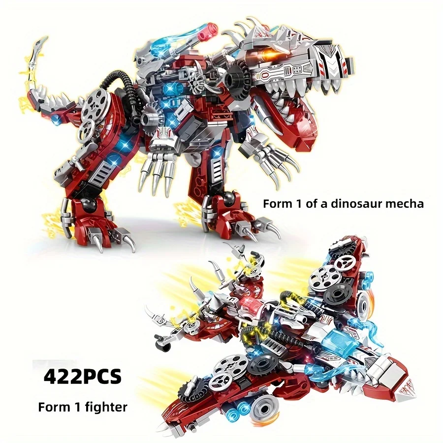 422 sztuk dinozaur Mecha zestaw do budowania 2w1 montaż klocki jurajski mechaniczny Indominus Rex świat dinozaurów Model cegły