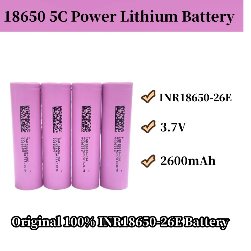 

INR18650-26E Original 100% 3.7V 2600mAh Lithium Battery 18650 Charging Power 5C Battery Power Tool Electric Vehicle Tricycle