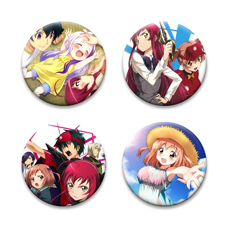 Anime The Devil Is A Part‑Timer! Button Pins Satan Jacob,Emilia Justina,Chiho Sasaki Cartoon Badge Round Brooches Bag Accessorie