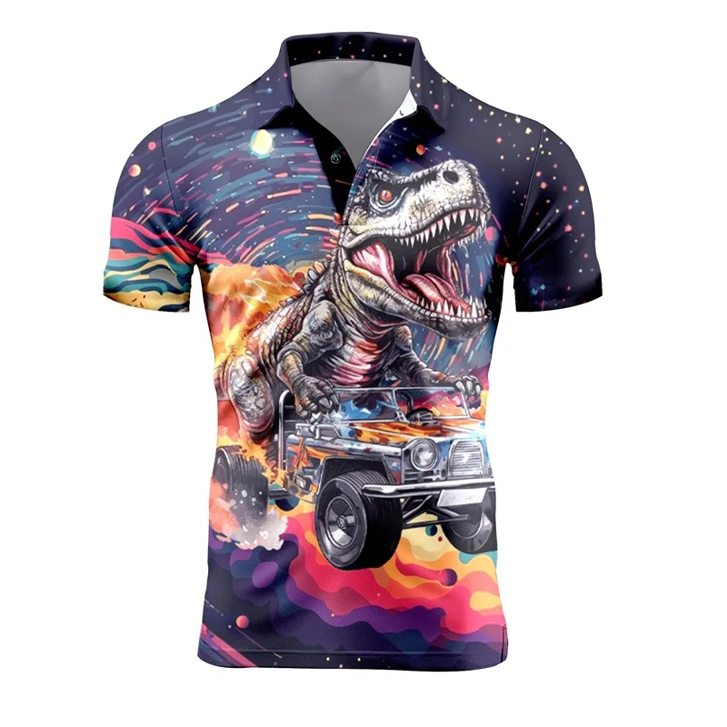 Męskie koszulki z koszulka Polo z krótkim rękawem w stylu Retro 3d z pełnym nadrukiem w kwiaty dla mężczyzn letnie koszulki koszulka Oversized Blusa