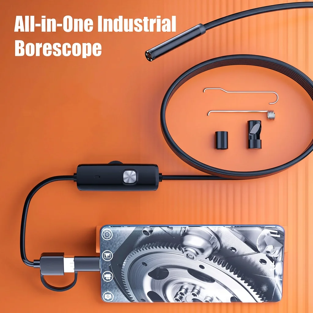 8mm HD Sewer Industrial Endoscope Waterproof Piping Endoscopy Type C Mini Camera 3 in 1 Automotive Borescope for Android