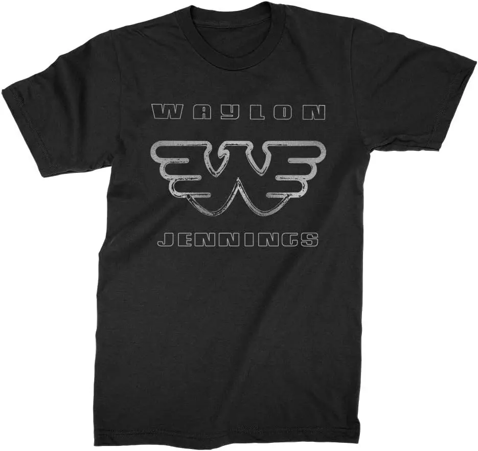 Waylon Jennings Men's Silver Flying W T-Shirt Black