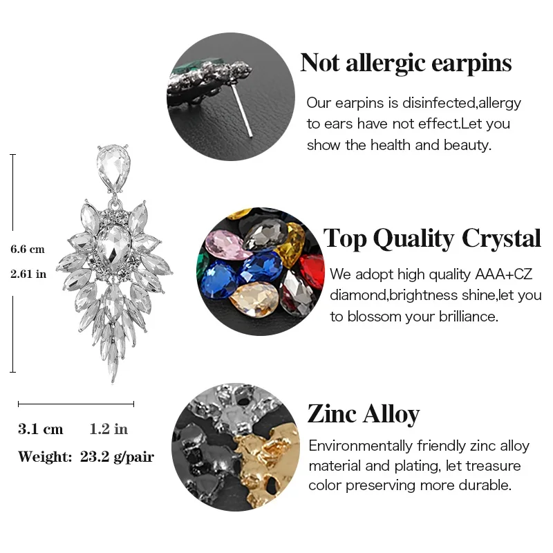 VEYO Elegant Dress Matching Crystal Dangle Earrings for Women Luxurious Fashion Jewelry