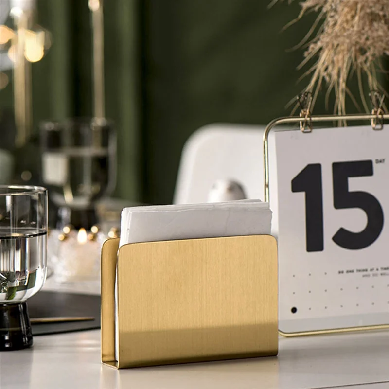 ABSE-الشمالية حامل مناديل مذهب الحديد الفن الذهب العمودي الأنسجة صندوق الأنسجة تخزين أصحاب فندق مطعم سطح المكتب تزيين #3