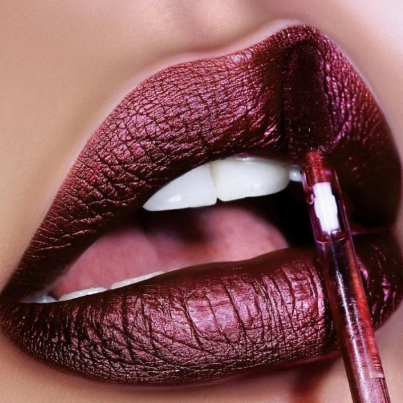 Batom líquido metálico brilhante, à prova d'água, de longa duração, fácil de colorir, copo antiaderente, cosméticos de maquiagem