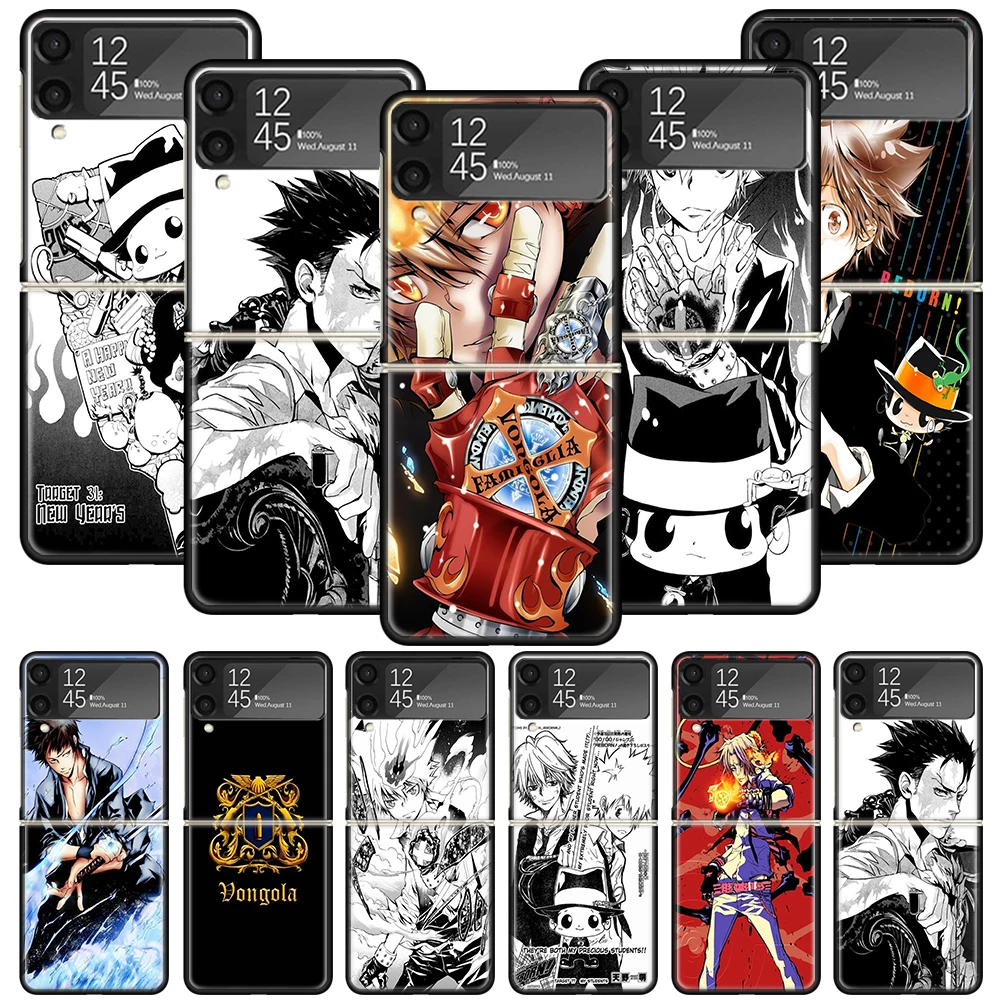 Katekyo Hitman Reborn Phone Case For Samsung Galaxy Z Flip 6 5 4 3 5G Black Cover ZFlip6 ZFlip4 ZFlip5 ZFlip3 Coque Fundas Bumpe