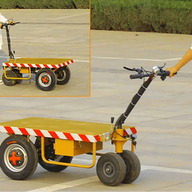 New Folding Electric Flatbed Truck Pulls Goods Four-wheeled Trolley Car Heavy King Small Truck Portable Trailer Trolley