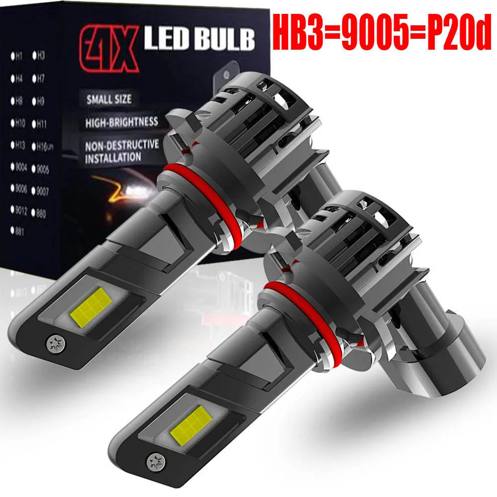 2pcs HB3 9005 P20d Led 12v Headlight Canbus No Error Powerful Light Car Turbo Diode Bulb White Moto Fog Lamp  No Adapter Require