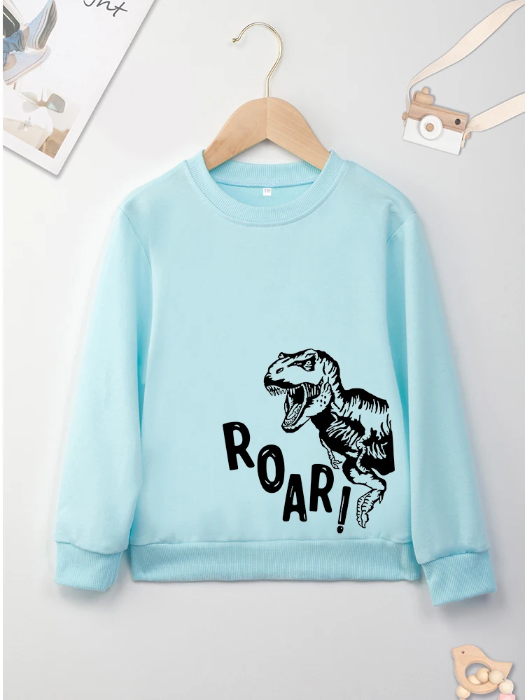 Dropship Red Baby Unisex Sweatshirts Dinosaur Print Outdoor Y2K Comfy O Neck High Quality Hoodless Popular Hot Sell Kids Sweater