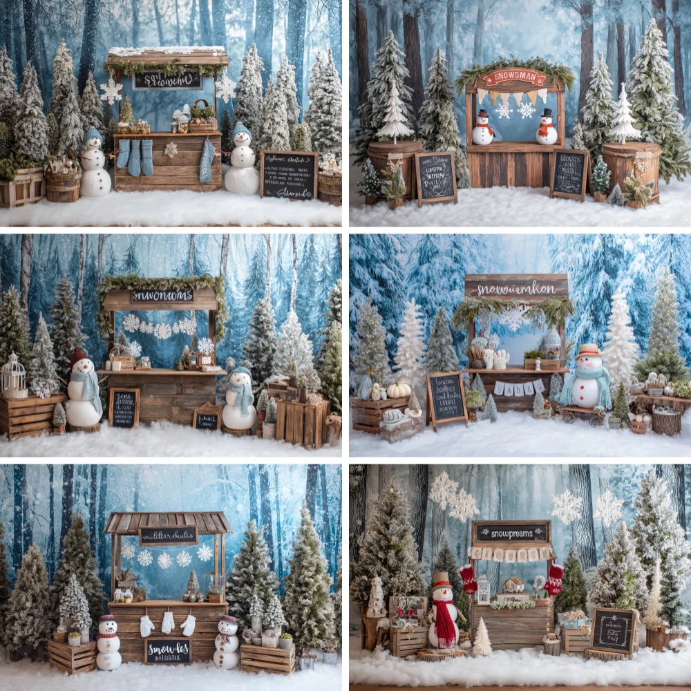 

Christmas Hot Cocoa Shop Backdrops for Photography Winter XmasTree Backgrounds Kids Holiday Party Decoration Photo Studio Props