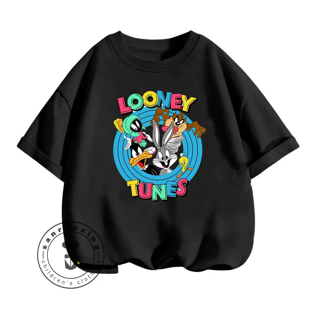 

Suitable for Summer Boys and Girls Unique Animated Cartoon Character Bugs Bunny Print Design O-neck Lightweight Short Sleeve
