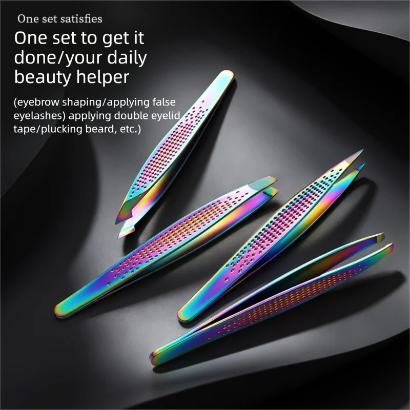 High Precision Eyelash Extension Tweezers, Professional Golden Feather & Dolphin Curved Tweezers for Lash Blooming Application