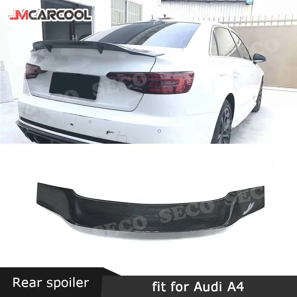 JMCARCOOL ألياف الكربون سيارة الخلفي الجذع سبويلر أجنحة لأودي A4 S4 RS4 سيدان 4 أبواب 2013 - 2018