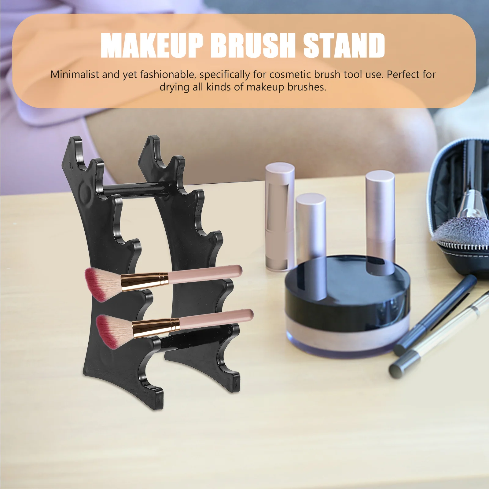 Makeup Brush Drying Rack Mini Cute Portable Storage Tool Pen Holder (black) Display Plastic