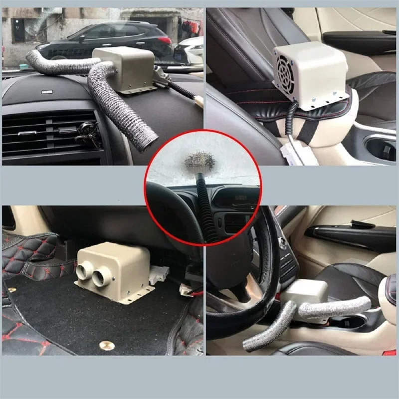 12V/24V Car Heater 600W/800W 5 Second Fast Heating Demister Windshield Window Defroster Electric Dryer with Double Air Outlet