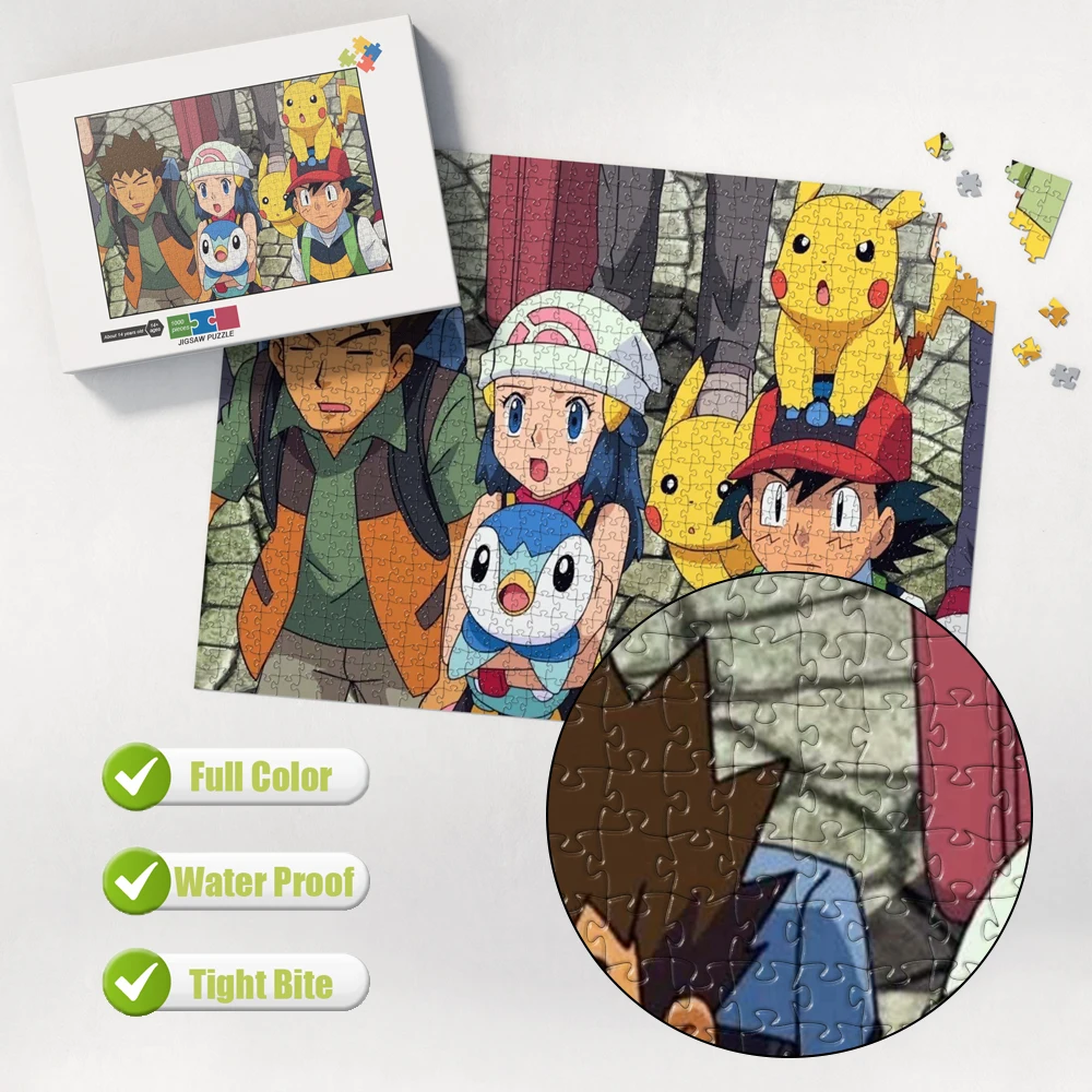 Montessori Learning & Play Toys for Children Pokemon Anime Characters 1000 Pieces Jigsaw Puzzle Adults Fun Relaxing Pastime Game