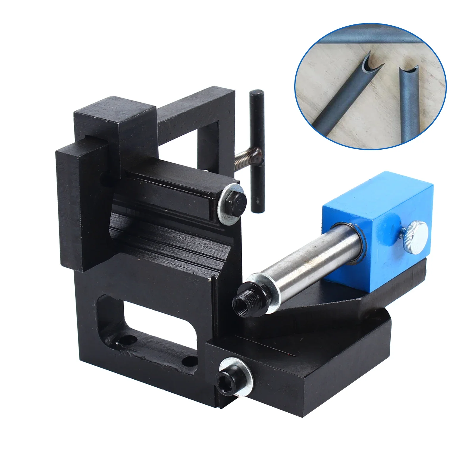 PNM1-1/2 Inches Tube Notcher Manual Pipe Cutter with Hand Drill and 2-axis Adjustable Pipe Clamp Applicable to All CNC Machining