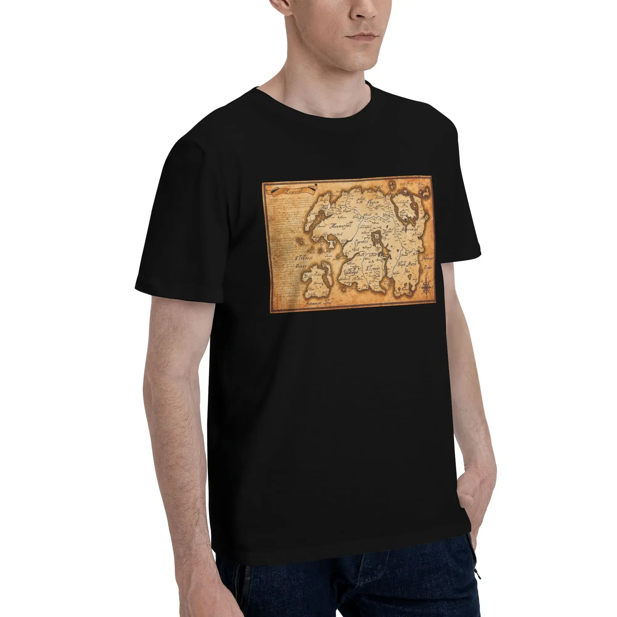 Camiseta con mapa de Tamriel - Elder Scrolls Iv Oblivion para hombre, camisetas de gran tamaño, camisetas de algodón con cuello redondo para hombre, camisetas cortas de verano para hombre