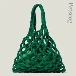 Designer Braided Women's Bag Cotton Linen Mesh Handbag Fashion Casual Shoulder Bag Summer Woven Beach Bucket Tote Bags 2022