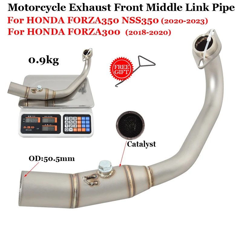 For HONDA FORZA300 2018-2020 For Honda FORZA350 NSS350 2020-2023 Motorcycle Exhaust Escape Modify Catalyst Front Link Pipe 51mm