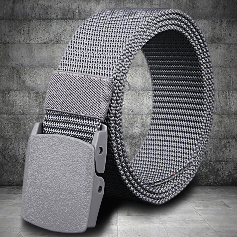 Men's Belt Casual Lightweight Breathable Tactical Outdoor Automatic Buckle Military Training Security Check Male's Canvas Belts image 2
