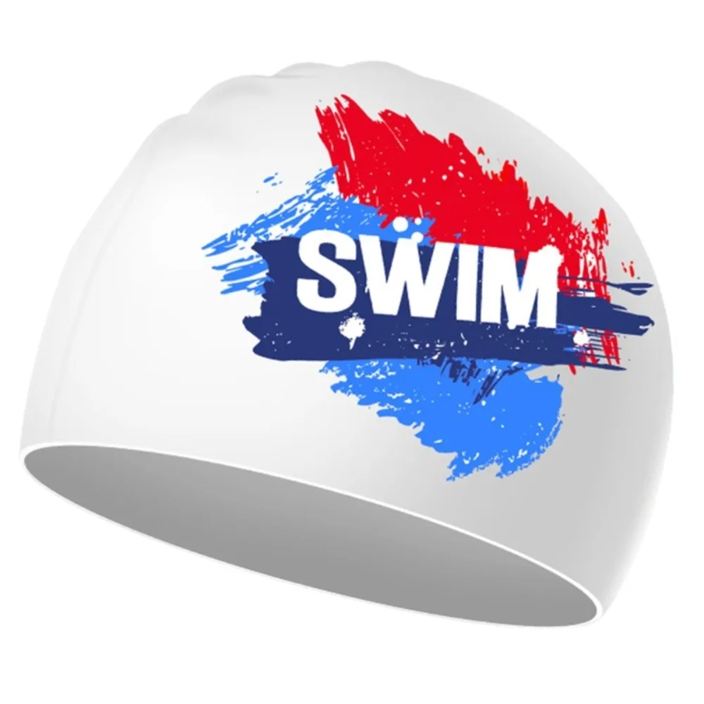 Elastic Swimming Cap Men Women Waterproof Anti-slip Silicone Swim Hat Adult Kids Long Hair Printed Pool Caps Diving Swimming